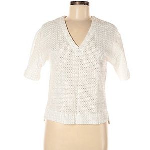 Theory Boho White Eyelet 100% Cotton Pullover Top